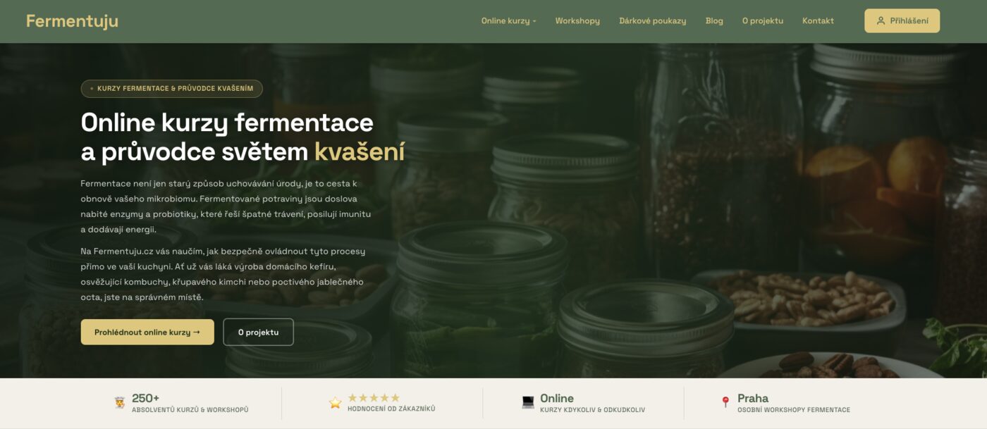 Screenshot webu Fermentuju.cz