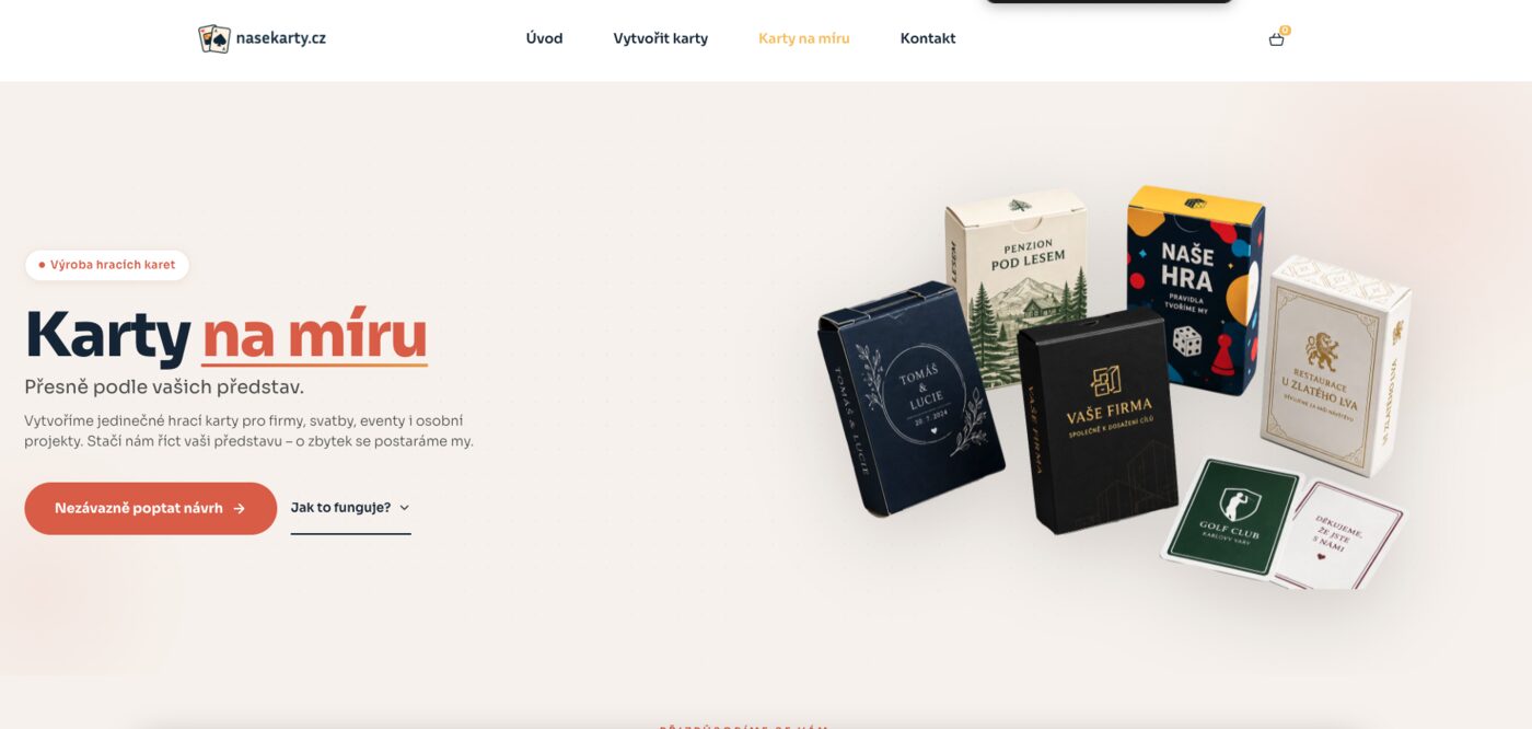 Screenshot webu Nasekarty.cz